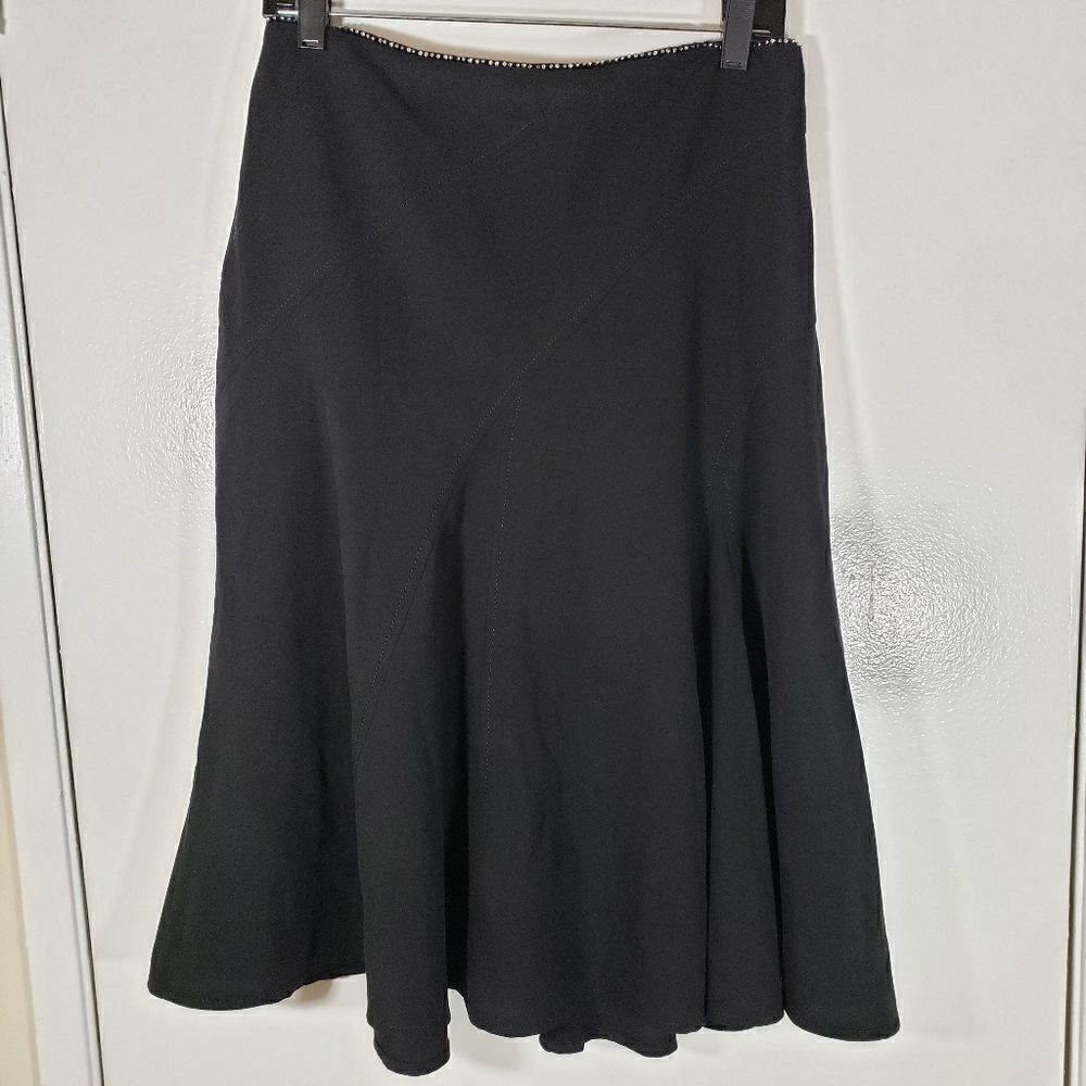 Larry Levine Stretch Bejeweled Waist Midi Skirt Size 8